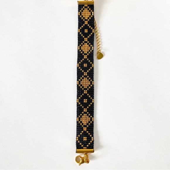 Hand Crafted Jewelry - Black and Gold Beaded Bracelet